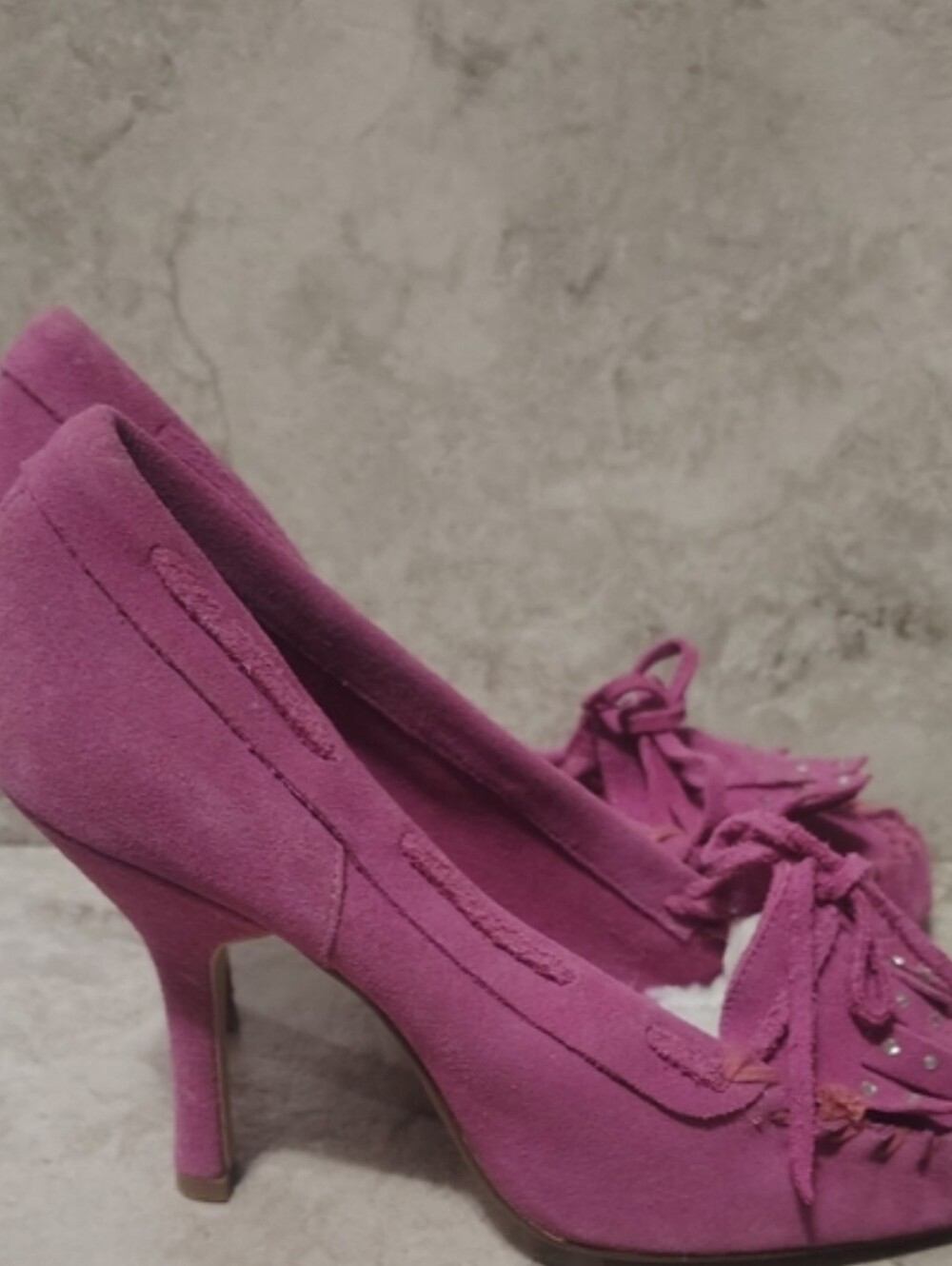 Penny ❤️ Kenny Pink Fringe Suede Heel Shoes